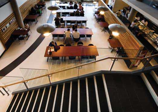 A good example of universal design for stairs. Nosings incorporate good colour contrast.