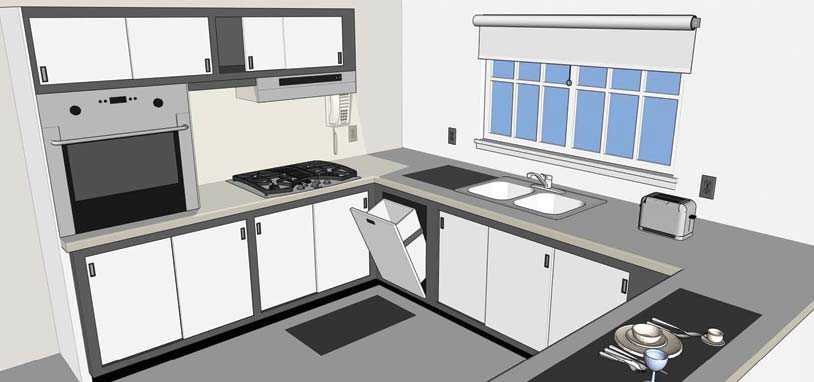 An example of good colour contrast in a kitchen.